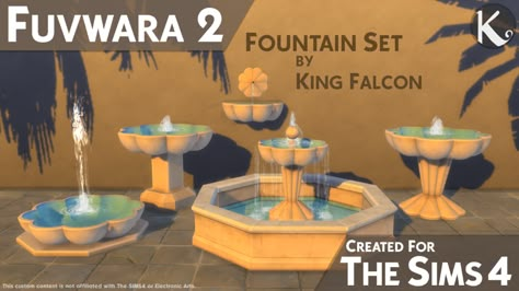 Mod The Sims - 'Fuvwara 2' - Fountain Set Zombie Christmas, Bird Bath Fountain, Velvet Set, Creative Jobs, Sims 4 Cc Furniture, Formal Dining Tables, Wall Fountain, Sims 4 Build, Sims Community