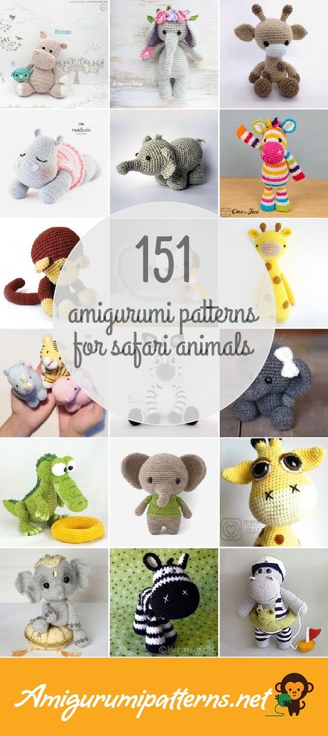 151 Safari Animals Amigurumi Patterns - Page 2 Crocheting Tutorials, Stuffed Animal Ideas, Make A Stuffed Animal, Animal Ideas, Knitted Toys Free Patterns, Art And Craft Ideas, Sewing Stuffed Animals, Toys Crochet, Baby Sewing Projects