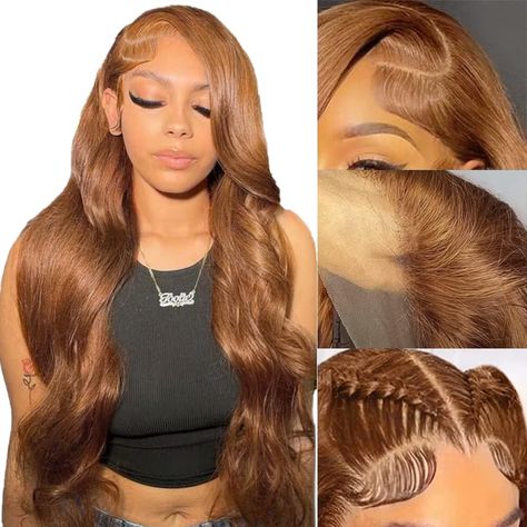 PRICES MAY VARY. Light Brown Lace Front Wigs Human Hair Material; Light Brown Wigs Human Hair, Raw Materials Come From One Young Girl,clean & Healthy,soft & Bouncy, No Chemical. Can Be Dyed, Straightened, Bleached And Restyled As Your Own Hair. Body Wave Wigs Advantage ; Light Brown Body Wave 13x4 Hd Lace Frontal Wigs Used Swiss Lace Which Will Lay More Undetectable On Your Skin To Look Like Your Real Scalp. No Tangles, No Shedding. We Can Customize Any Color. Brown Wig Human Hair Wig Cap Size : Hd Lace Frontal Wigs, Frontal Wig Hairstyles, Human Hair Lace Front Wigs, Hair Lace Front Wigs, Hd Lace Frontal, Quick Weave Hairstyles, Lace Frontal Wigs, Lace Front Wigs Human Hair, Women's Wigs