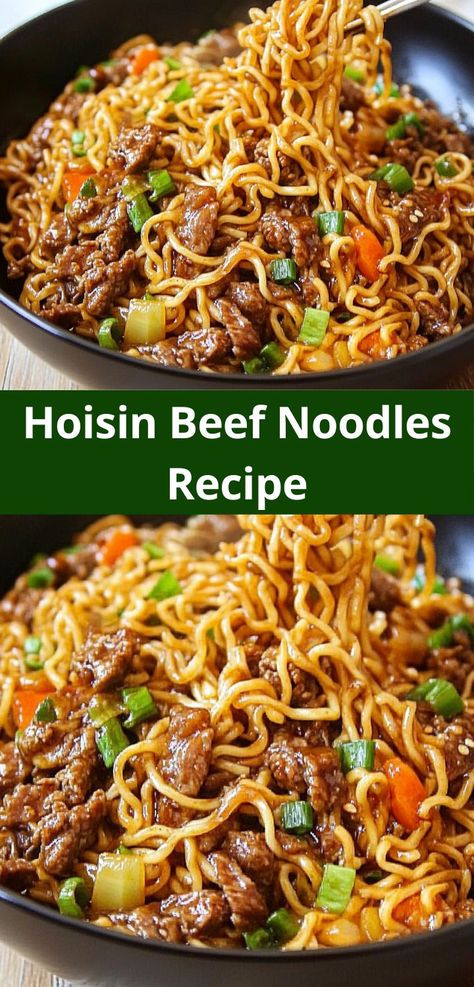 Craving beef stroganoff? Try this Hoisin Beef Noodles Recipe for a flavorful twist! Among the best ground beef recipes for dinner, it’s easy to prepare and satisfies all your noodle cravings. Beef Recipes With Noodles, Hoisin Ground Beef, Asian Beef Crockpot, Chinese Noodles With Ground Beef, Magnolia Ground Beef Noodles, Beef Lomein Noodle Recipes Easy, Magnolia Beef Noodles, Ground Beef And Ramen Noodle Recipes, Noddle Recipes Dinners