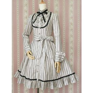 #VictorianMaiden #lolita #victorian #fashion $395 Victorian Maiden, Lolita Outfits, Over Dress, Stripped Dress, Japanese Street Fashion, J Fashion, Gothic Lolita, Lolita Dress, Lolita Fashion