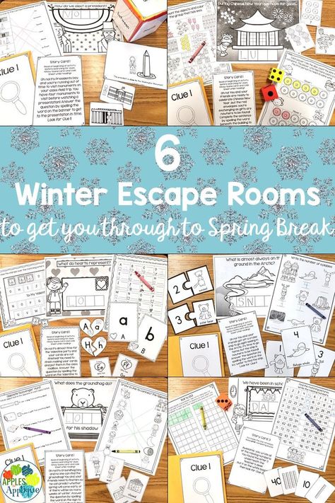 Winter themed escape rooms designed for Pre-K through 1st grade make the perfect way to liven up your lessons on those long winter days! Before Winter Break Activities, Winter Escape Room, 5th Grade Games, Makerspace Elementary, Escape Room Design, Stem Night, Winter Break Activities, School Holiday Party, Winter Wonderland Birthday Party