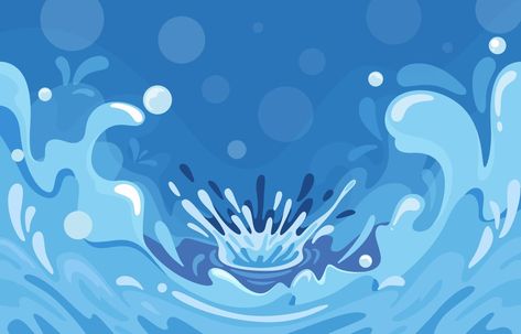 Water Splash Template Concept Water Splash Illustration, Water Splash Vector, Splash Illustration, Splash Effect, Wave Illustration, Water Illustration, Water Splash, Cartoon Posters, Water Waves