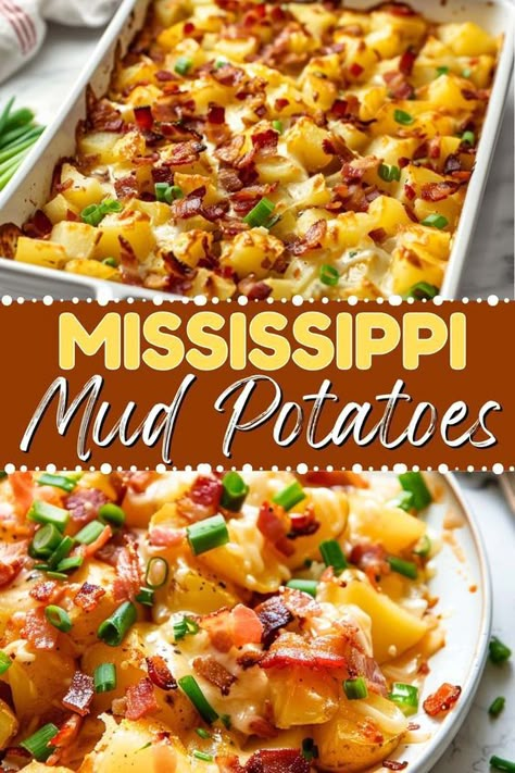 Mississippi mud potatoes are a delicious Southern side dish featuring tender potatoes, crispy bacon, cheddar cheese, and a creamy mayonnaise dressing. Potato Side Dishes Crockpot, Mississippi Mud Potatoes, Mayonnaise Dressing, Potatoes Crispy, Southern Side Dishes, Vegetable Casserole Recipes, Bbq Side Dishes, Popular Side Dishes, Family Dishes