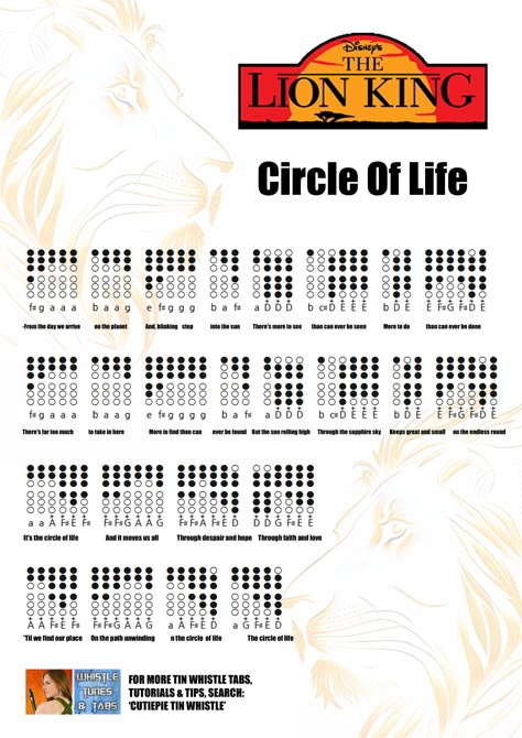 Learn to play Circle Of Life from The Lion King, with this easy tin whistle tabs tutorial (linked). Tin Whistle Sheet Music Easy, Tin Whistle Sheet Music, Flute Songs, Penny Whistle, Orff Music, Native Flute, Tin Whistle, Native American Flute, Flute Sheet Music