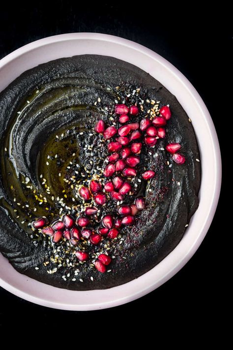 Tahini Hummus, Black Tahini, Hummus Flavors, Hummus Salad, Roasted Beet Hummus, Entertaining Appetizers, Tahini Paste, Beet Hummus, Halloween Party Dinner