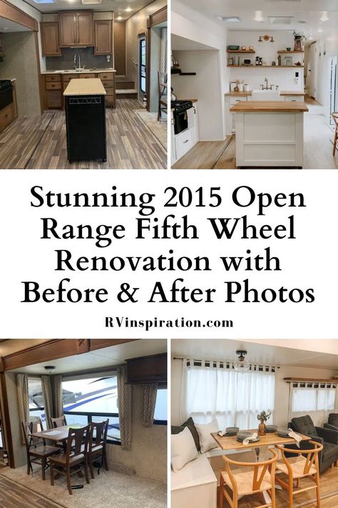 Stunning 2015 Open Range Fifth Wheel Renovation Process and Photos | RV Inspiration Montana Rv Remodel, Fifth Wheel Makeover, Renovated Fifth Wheel, Fifth Wheel Remodel Before And After, Rv Makeover Before And After, Rv Light Fixture Makeover, Rv Rebuild, Rv Light Fixtures, 5th Wheel Living