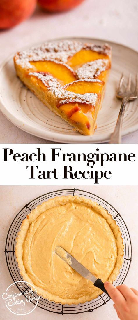 Frangipani Pie Recipe, French Peach Tart, Frangipani Tart Recipes, Vegan Peach Tart, Peach And Almond Tart, Peach Almond Tart, Peach Frangipane Tart, Frangipani Pie, Coconut Frangipane