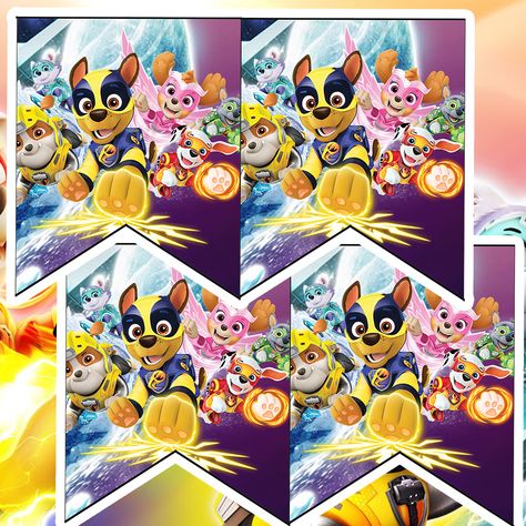 Free Mighty Pups Paw Patrol Birthday Party Printable Files Paw Patrol Mighty Pups Birthday Party, Mighty Pups Birthday Party, Paw Patrol Party Printables, Paw Patrol Costume, Paw Patrol Printables, Paw Birthday, Monster First Birthday, Paw Party, Happy Birthday Cards Printable