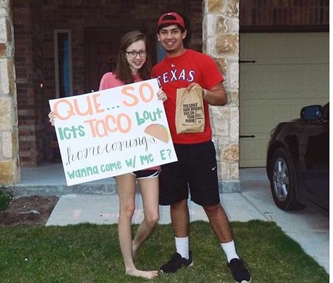 Can we taco bout it after i eat! Best promposal! Best Promposal, Formal Proposals, Cute Promposals, Promposal Ideas, Prom Posters, Prom Proposals, Cute Homecoming Proposals, Cute Prom Proposals, Asking To Prom