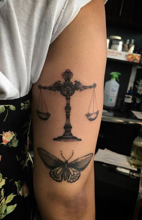 Libra Spiritual Tattoo, Balance Of Good And Evil Tattoo, Creative Libra Tattoo, Libra Venus Tattoo, Libra Rising Tattoo, Scale Tattoo Ideas, Justice Tattoo For Women, Law Tattoo Ideas, Irish Tattoos For Women