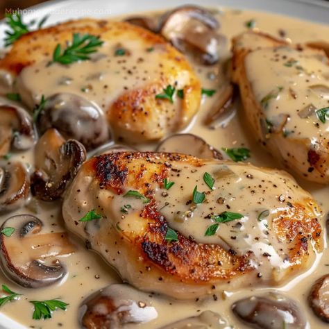 Chicken And Mushrooms In Creamy Sauce Recipe - My Home Made Recipe Chicken Mushroom And Rice Recipes, Creamy Mushroom Chicken And Rice, Recipes With Mushrooms And Chicken, Mash Potatoes And Chicken, Creamy Chicken Stroganoff With Mushrooms, Mushrooms And Chicken Recipes, Chicken Breast With Cream Of Chicken, Wedding Entrees Main Courses, White Mushroom Recipes