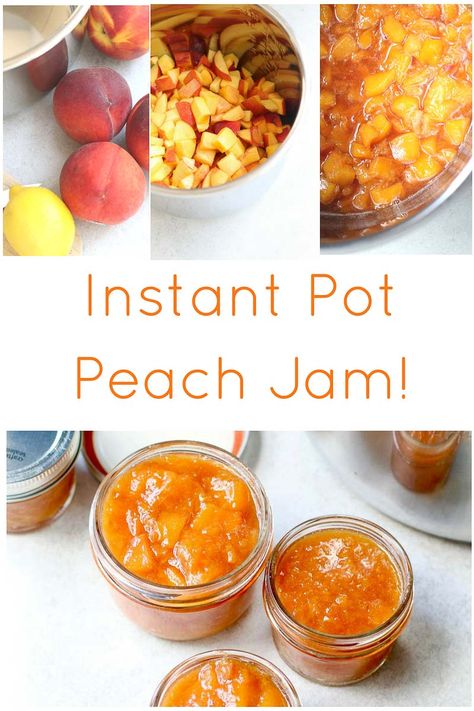 Learn how to make peach jam in the Instant Pot! This all natural, no-pectin jam is sweetened with honey and ready in minutes! | #marisamoorenutrition #pressurecookerjam #pressurecooker #InstantPot #InstantPotRecipes #peachjam #jamrecipes #norefinedsugar #peachrecipes #easyjamrecipe Instapot Jam, Instant Pot Peach Jam, Skillet Meatloaf, Peach Freezer Jam, Peach Sauce, Peach Jam Recipe, Low Histamine, Peach Jam, Jam And Jelly