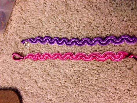 Shades of Pink and Purple Peruvian Wave bracelets! I also take custom orders in these too! For sale, $3 a piece Peruvian Wave Bracelet, Wave Bracelet, Embroidered Friendship Bracelet, Friendship Bracelets, Jewelry Crafts, Bracelet, Purple, Pink, Gifts