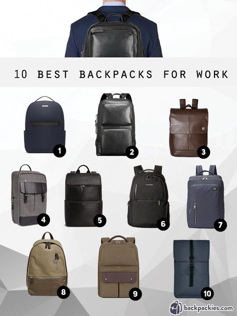 Our top 10 picks for the best backpacks for work that are professional yet  stylish. These men's backpacks can be worn with suits or in business casual  settings. #backpackingoutfits Business Casual Men Work, Mens Work Bags, Mens Designer Backpacks, Backpacking Outfits, Cool Backpacks For Men, Office Bags For Men, Mens Backpack Fashion, Office Backpack, Professional Backpack