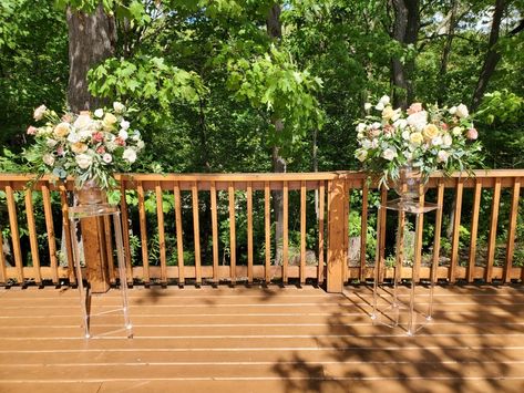 Deck Wedding Ceremony, Ceremony Decorations Outdoor, Wooden Decks, October Wedding, Wedding Ceremony Decorations, Ceremony Decorations, Colorado Wedding, Patio Deck, Wedding Decor