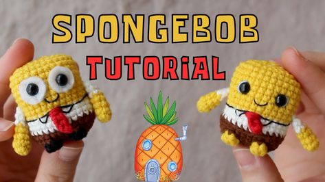 Spongebob Amigurumi, Spongebob Keychain, Spongebob Crochet, Crochet Food, Crochet Stitches Video, Crochet Amigurumi Free Patterns, Crochet Amigurumi Free, Fun Crochet Projects, Crochet Keychain