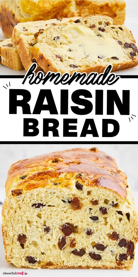 Closeup of sliced freshly baked Raisin Bread. Rasin Bread, Cinnamon Raisin Bread Recipe, Berry Cobbler Recipes, Raisin Recipes, Kitchen Aid Recipes, Bread Maker Recipes, Cinnamon Raisin Bread, Homemade Bread Recipes Easy, Yeast Bread Recipes