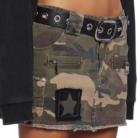 🫰🏻☁️❤️ Cargo Denim Skirt, Current Mood Clothing, Fur Costume, Festival Fits, Cargo Mini Skirt, Distressed Skirt, Army Print, Clown Costume, Group Costumes