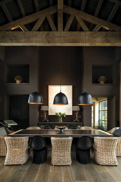 Dark Dining Room, Luxury Dining Tables, Luxury Dining Room, Contemporary Dining Room, Dark Interiors, Luxury Dining, Dining Table Design, Dining Room Chandelier, Interior Deco