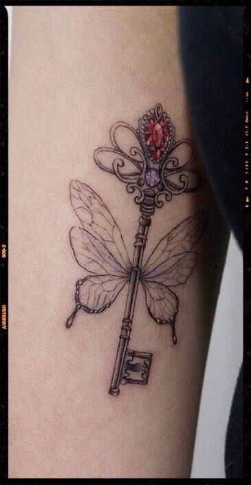 Key Tattoo Designs, First Tattoo Ideas, Stained Glass Tattoo, Cuff Tattoo, Key Tattoos, Key Tattoo, Tattoos For Women Flowers, Airbrush App, The Sweetest Thing