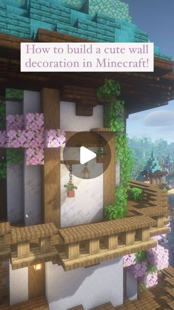 Capuchinbird • Minecraft builds and inspiration! on Instagram: "How to build a cute wall decor in minecraft! Did you know you can hang pots like this? You can build this on the outside or inside wall of your builds :3 I like adding these hanging plants because they look so cute!! 

🌷Follow for more build ideas and inspiration for minecraft!
🐚 Save for later <3" Decor In Minecraft, Cute Wall Decor, Minecraft Inspo, Minecraft Builds, Save For Later, 3 I, Hanging Plants, How To Build, Minecraft