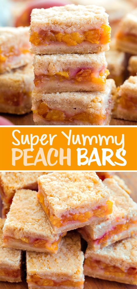 Peach Kuchen Bars, Peach Bars Recipes, Peach Oatmeal Bars, Peaches And Cream Bars Easy, Peach Bars Oatmeal, Peach Squares Bar Recipes, Peach Cobbler Bars, Peach Pie Bars, Peach Desserts Easy