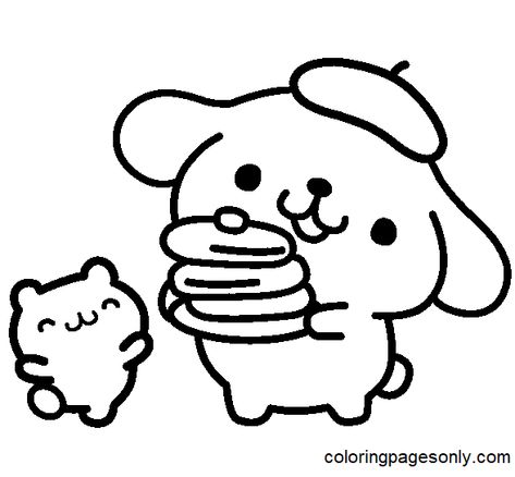 Purin Drawing, Drawing Hello Kitty, Hello Kitty Coloring Pages, Kitty Coloring Pages, Pom Purin, Happy Thanksgiving Turkey, Kitty Coloring, Hello Kitty Coloring, Hello Kitty Plush