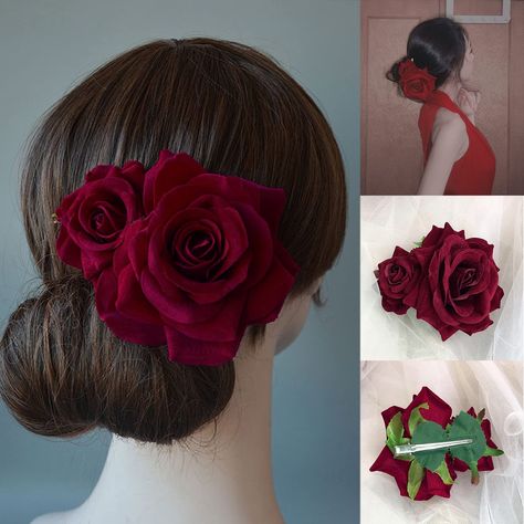 PRICES MAY VARY. Elegant Design: Showcase a stunning bohemian hairpin, perfect for weddings and parties, featuring a beautiful rose flower design in a captivating wine red color High-Quality Material: Crafted with durable plastic, this hair clip is designed to last, providing a reliable and sturdy hold for your hairstyle Versatile Usage: Ideal for securing hair and hairdressing, this hair clip is perfect for various occasions, catering to women with thick hair Exclusive Packaging: Arrives in a s Red Rose Hair Clip, Rose Hairpin, Wine Red Wedding, Decor For Party, Exclusive Packaging, Hair Decor, Rose Hair Clip, Bride Costume, Rose Crown