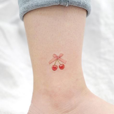 Cherry Fruit Tattoo, Marmalade Tattoo, Cartoon Strawberry Tattoo, Cute Cherry Tattoo, Cherry Tattoo, Dessert Tattoo, Strawberry Tattoo, Fruit Tattoo, Cherry Tattoos