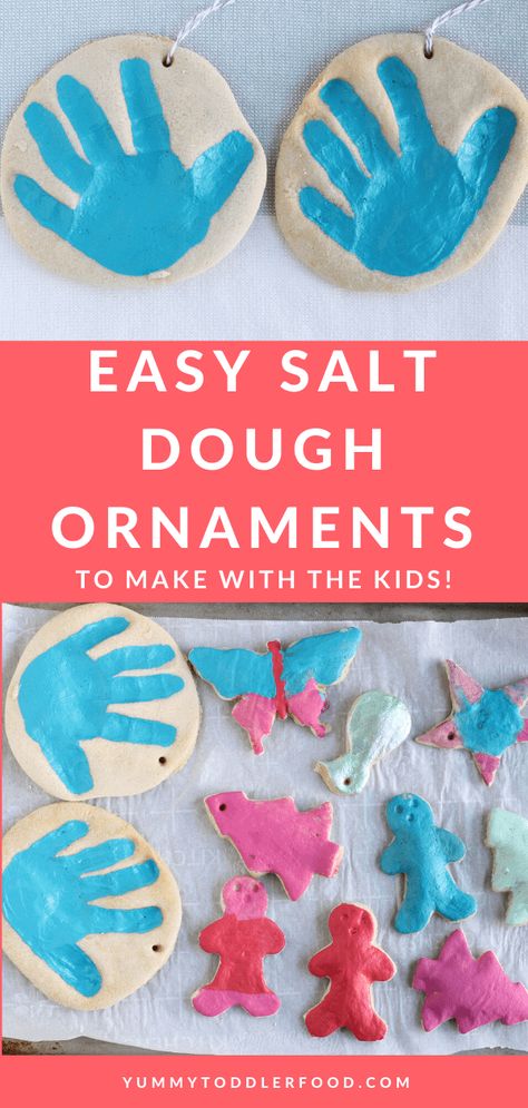 Learn how to make salt dough ornaments with the kids—with baking, painting, and storage info. A perfect kids holiday gift for grandparents! #saltdoughornaments #saltdough #grandparentgifts #toddleractivities Dough For Ornaments, Clay Activities, How To Make Salt Dough, Make Salt Dough, Best Gifts For Grandparents, Best Salt, Salt Dough Recipe, Baking Painting, Christmas Arts