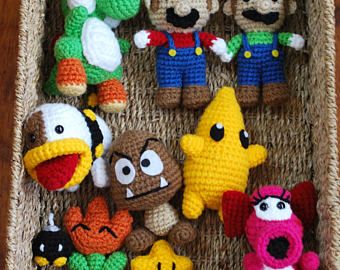 Birdo Mario Crochet, Crochet Pop Culture, Crochet Mario Characters, Crochet Mario, Nintendo Crochet, Crocheted Stuffed Animals, Mario Brother, Mario Crochet, Mario Crafts