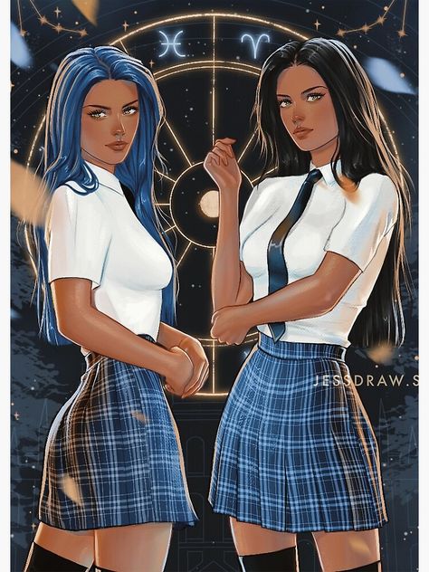 "The Vega Twins (close up)." Poster by jessketchs | Redbubble Darcy And Tory Vega, Vega Twins, Caroline Peckham, Tory Vega, Feyre And Rhysand, Zodiac Academy, Twisted Sister, Book Boyfriends, Book Images