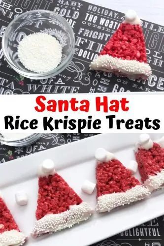 Santa Hat Rice Krispies Christmas Treats Heavenly Rice, Rice Krispies Christmas, Santa Treats, Rice Krispie Treats Christmas, Rice Krispies Treat, Luxurious Chocolate, Treats For Kids, Xmas Treats, Christmas Easy