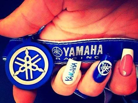 Yamaha Nails, Ktm Nails, Motocross Nails, Moto Nails, Supercross Nails, Art Summer, Nail Art Summer, Motogp, Blue Nails