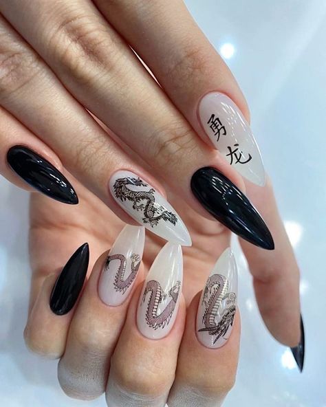 Dragon Nails, Gothic Nails, Anime Nails, Modern Nails, Cat Kuku, Minimalist Nails, Dream Nails, Coffin Nails Designs, Pretty Acrylic Nails