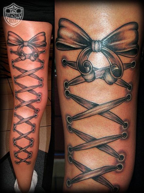 Ribbon Tattoo - 30 Cute Ribbon Tattoos for Women Corset Tattoo, Back Of Leg Tattoos, Bow Tattoo Designs, Tattoo Son, Tattoo Band, Anker Tattoo, Band Tattoos, Knot Tattoo, Ribbon Tattoos