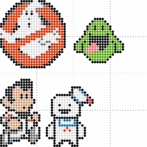 Perler Bead Ghostbusters, Ghostbusters Cross Stitch, Mini Hama Beads, Pixel Beads, Easy Perler Beads Ideas, Hamma Beads, Fuse Bead Patterns, Hama Beads Design, Perler Crafts