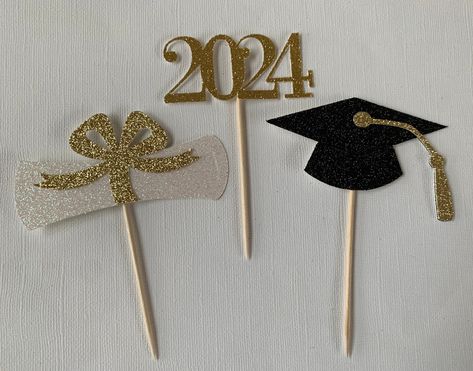 2024 graduation cupcake toppers.  Made from quality glitter card stock paper. Graduation Party Backdrops, Graduation Party Cake, Star Cupcakes, Graduation Party Foods, Graduation Cupcake Toppers, Glitter Cupcakes, Graduation Cupcakes, Graduation Party Favors, Diy Cake Topper