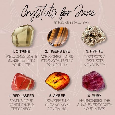 Crystals For June, Month Gemstones, Everyone Is Different, Crystal Healing Chart, Hello June, The Crystals, Crystal Guide, Crystals Healing Properties, Spiritual Crystals