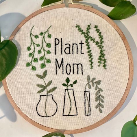 Plant Mom Embroidery, Mom Embroidery, Spokane Wa, Embroidery Kit, Plant Mom, Plant Lady, Embroidery Kits, Embroidery Pattern, Do It Yourself