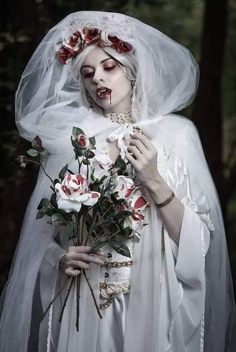 White Goth Aesthetic, Dracula's Brides, Types Of Goth, Dark Wedding Theme, Dark Makeup Looks, Vampire Halloween Costume, Goth Outfit Ideas, Vampire Bride, Victorian Vampire