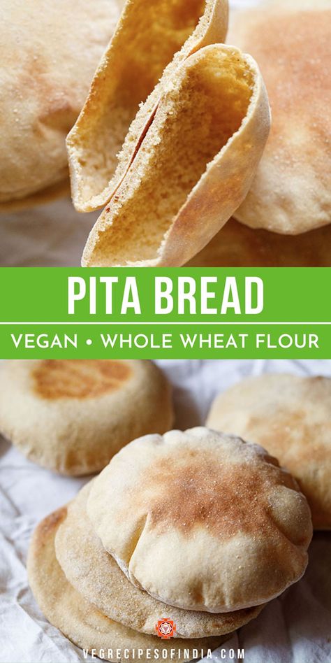 Mini Pita Bread, Whole Wheat Pita Bread Recipe, Wheat Pita Bread Recipe, Healthy Pita Bread, Hummus Olive, Pita Pocket Recipes, Veggies Salad, Pot Bread, Whole Wheat Pita Bread