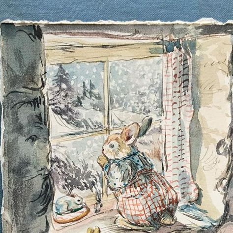 Claire Fletcher on Instagram: "It’s snowing! #penink #watercolour #painting #clairefletcher #illustrationartists #rabbit #childhood #firstsnow #snow #winter #festive #rabbitsofinstagram" Claire Fletcher Art, Cozy Winter Illustration, Claire Fletcher Illustration, Peter Rabbit Art, Snow Bunny Painting, Peter Rabbit Christmas Illustration, Winter Rabbit Illustration, Cosy Animals Storybook Illustration, Winter Fairies