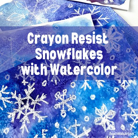 Snowflake Watercolor For Kids, Magic Painting With White Crayon, White Crayon And Watercolor Art, Crayola Watercolor Painting, White Crayon Watercolor, Christmas Art Oil Pastels, White Crayon Art, Crayon Watercolor Art, Ofrenda Painting