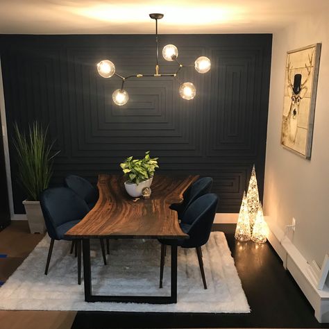 Masculine Dining Room, House Color Schemes Interior, Wall Dining Table, Accent Wall Dining, Accent Wall In Kitchen, Dining Room Accent Wall, Rental Home Decor, Dining Room Accents, Apartment Dining Room