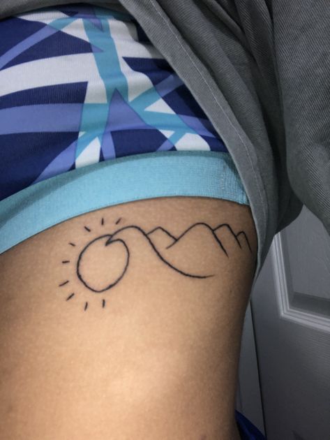 Rolling hills to wave to sun #firsttattoo #tattoo #SkyPeopleTa2 Hills Tattoo, Outdoor Logo, Tree Tattoos, Cute Tats, Outdoor Logos, Tree Tattoo, Rolling Hills, First Tattoo, Infinity Tattoo