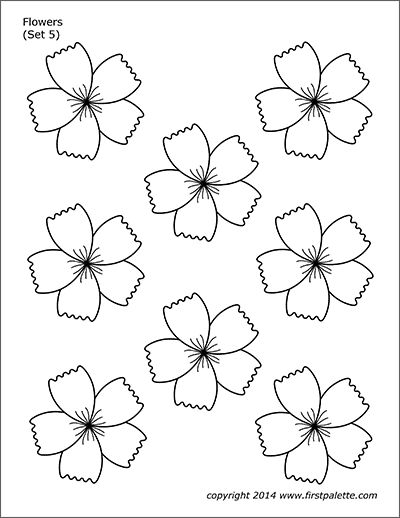 Flowers | Free Printable Templates & Coloring Pages | FirstPalette.com Flower Template Printable, Flower Templates Printable Free, Printable Animal Masks, Flower Petal Art, Flower Templates Printable, Crafts By Season, Cherry Flower, Flower Outline, Flower Art Drawing