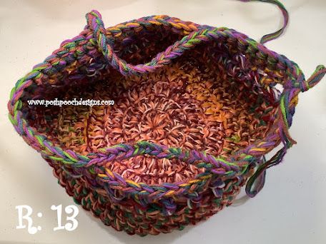 Posh Pooch Designs : Scrap Happy Harvest Basket Crochet Pattern | Posh Pooch Designs Crochet Harvest Basket, Scrap Yarn Basket, Garden Harvest Basket, Basket Crochet Pattern, Crochet Garden, Yarn Basket, Happy Harvest, Basket Crochet, Harvest Basket