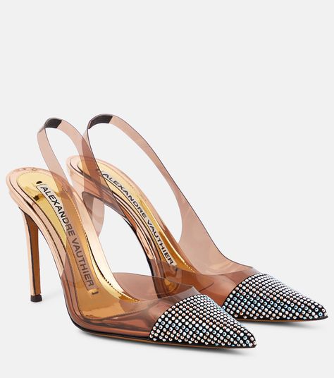 Crystal Embellished PVC Slingback Pumps in Brown - Alexandre Vauthier | Mytheresa Alexander Vauthier, Denim Pumps, Jeweled Shoes, Jimmy Choo Pumps, Lace Pumps, Velvet Pumps, Silver Pumps, Gold Pumps, Designer Pumps